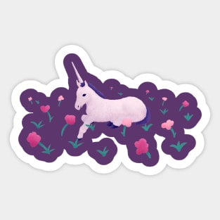 Unicorn Resting in Roses Sticker